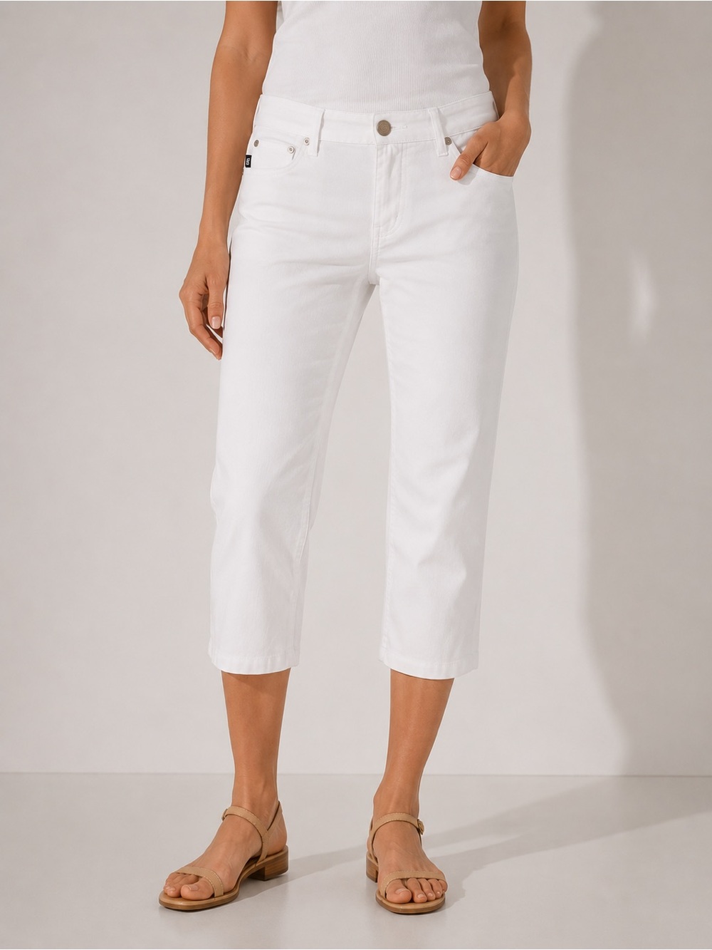 Victoria Beckham Rock & Republic White Capri jeans Sz 32 Classic Polished Chic